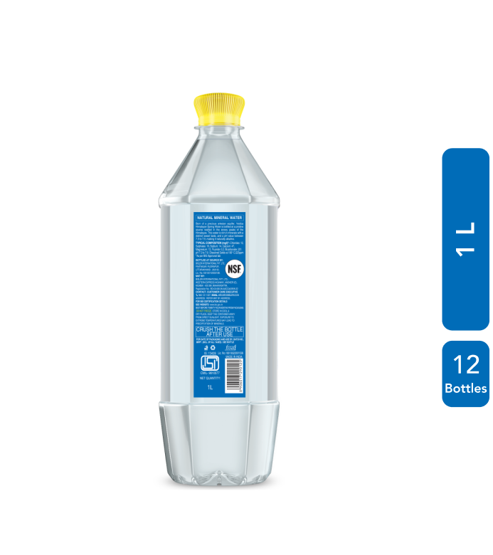 Label on Vedica 1 L Himalayan Spring Water